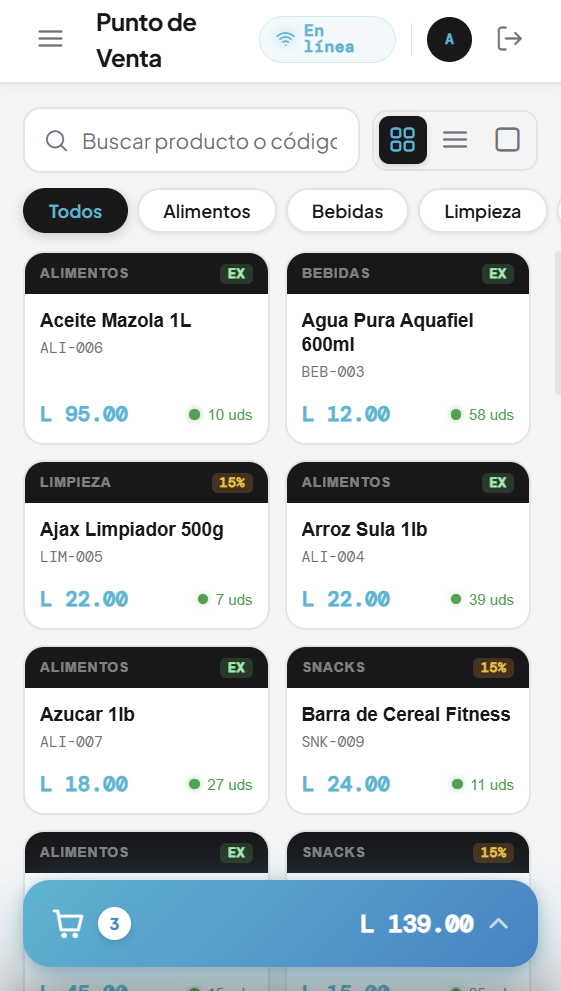 Syntax POS móvil — catálogo